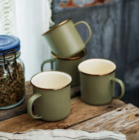 Barebones Living Enamel 2 - Tone Mug Set - Olive Drab