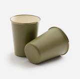 Barebones Living Enamel 2 - Tone Tall Cup Set - Olive Drab