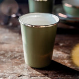 Barebones Living Enamel 2 - Tone Tall Cup Set - Olive Drab