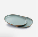 Barebones Living Enamel Deep Plate Set (2 Tone Olive Drab & Mint)
