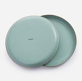 Barebones Living Enamel Deep Plate Set (2 Tone Olive Drab & Mint)
