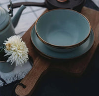 Barebones Living Enamel Deep Plate Set (2 Tone Olive Drab & Mint)