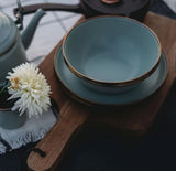 Barebones Living Enamel Deep Plate Set (2 Tone Olive Drab & Mint)