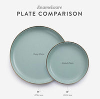 Barebones Living Enamel Deep Plate Set (2 Tone Olive Drab & Mint)