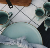 Barebones Living Enamel Deep Plate Set (2 Tone Olive Drab & Mint)