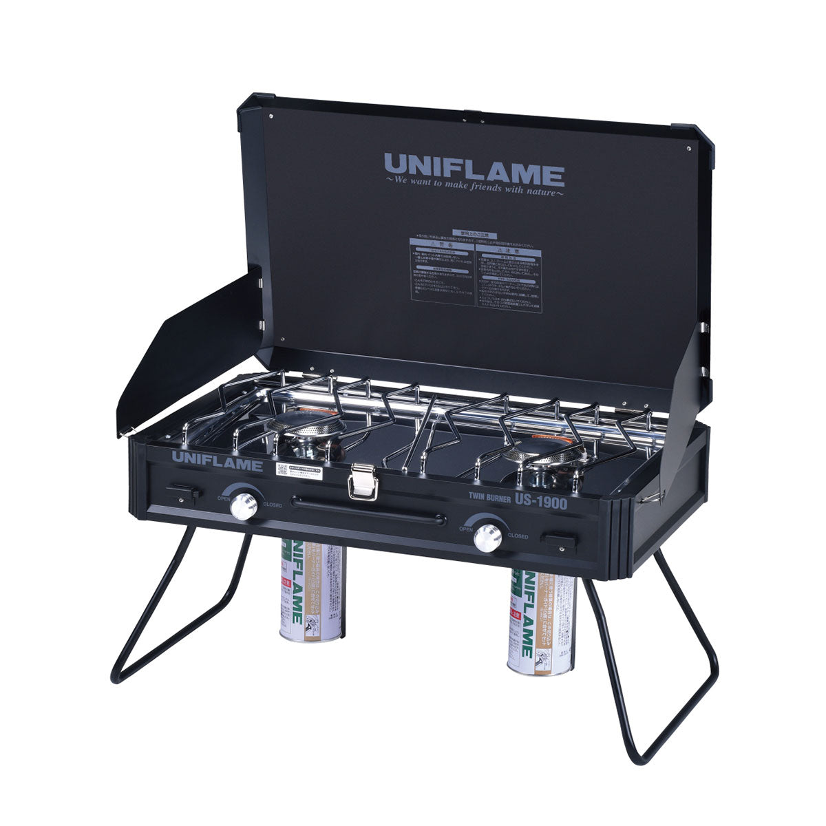 Uniflame Twin Burner US-1900 Black Ltd 2 Burner Butane Stove