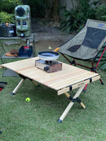 Tani Camping Low Roll Top Bamboo Table Foldable with Bag